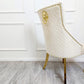 Bentley Gold Dining Chair – Gold Lion Knocker , Studded Border , Quilted Back.
