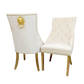 Bentley Gold Dining Chair – Gold Lion Knocker , Studded Border , Quilted Back.