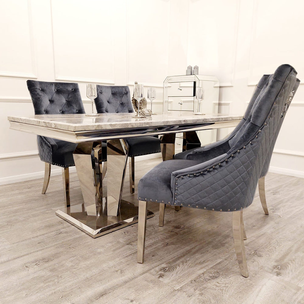 Louis Chrome 1.8m Dinning Table Set