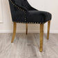 Bentley Gold Dining Chair – Gold Lion Knocker , Studded Border , Quilted Back.