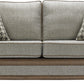 Camden Bespoke Grey Fabric & Leather Piping Modern Design Sofa Suitable For Old People