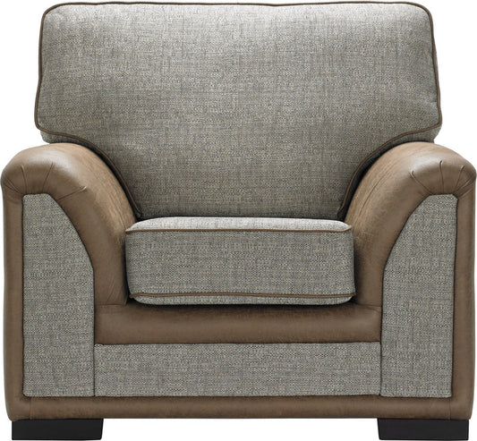 Camden Bespoke Grey Fabric & Leather Piping Modern Design Sofa Suitable For Old People