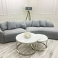 Cato Nest of 2 Short Round Coffee Silver Tables with Polar White Sintered Stone Tops