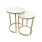 Cato SHORT Nest of 2 short Gold Tables - white