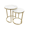 Cato SHORT Nest of 2 short Gold Tables - white