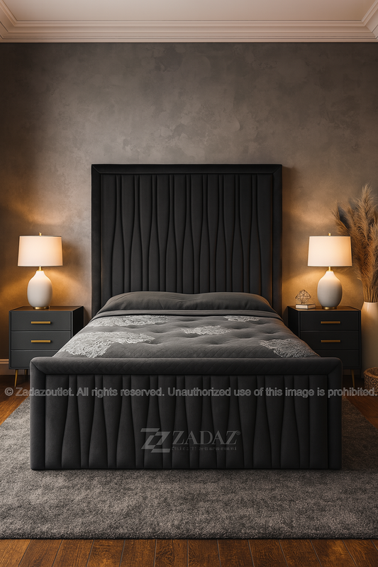 Midnight Wave Velvet Bed