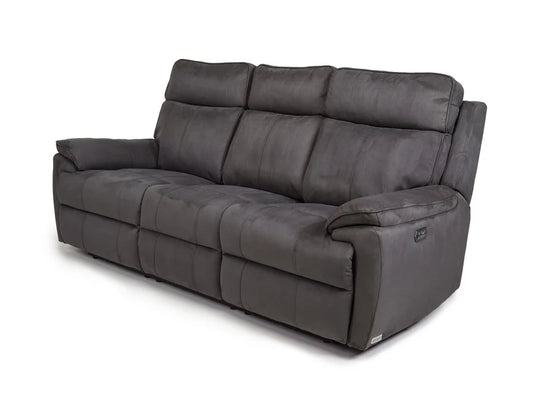 Continental Electric Reclining Grey Fabric Suede Sofas