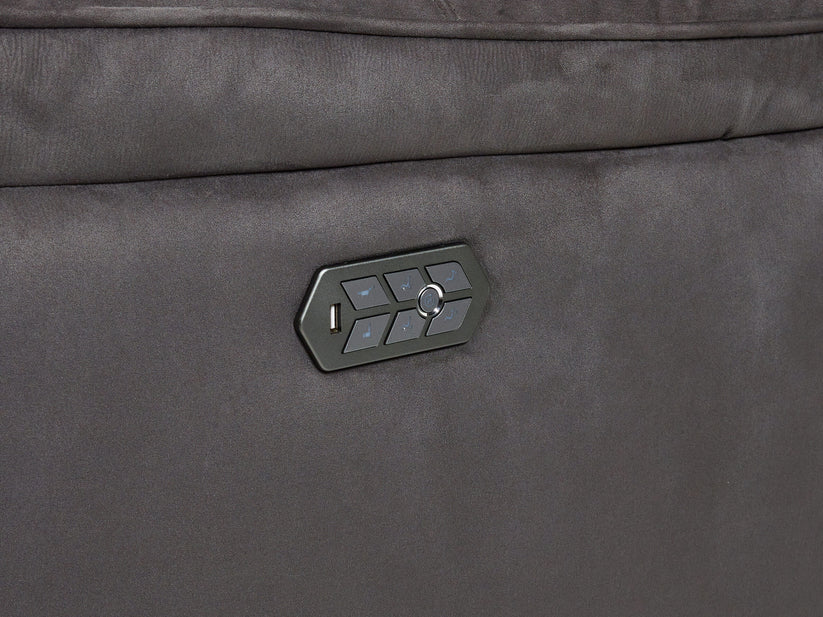 Continental Electric Reclining Grey Fabric Suede Sofas