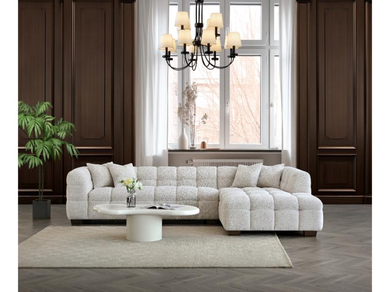 Aluxo Tribeca Right Hand Corner Group in Oatmeal Boucle Fabric