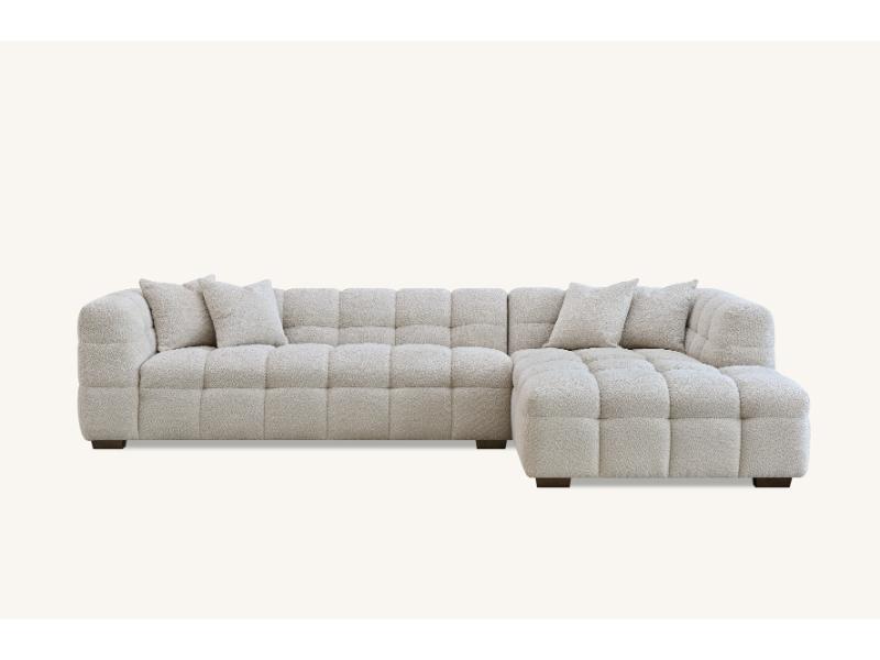 Aluxo Tribeca Right Hand Corner Group in Oatmeal Boucle Fabric