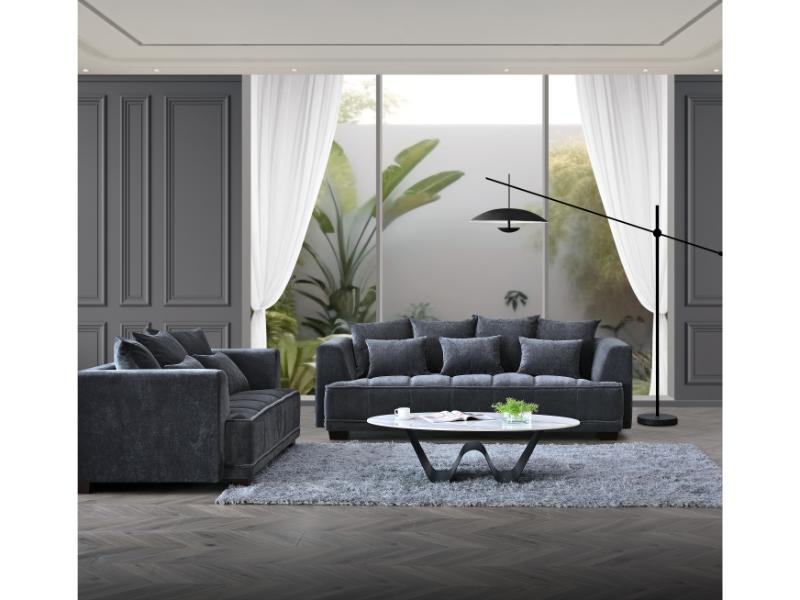 Gramercy 3 + 2 in Steel Velvet