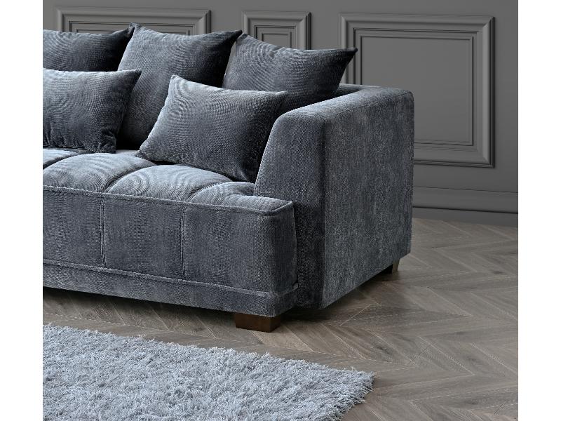 Gramercy Sofa In Steel Velvet 3 seater