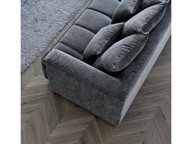 Gramercy Sofa In Steel Velvet 3 seater