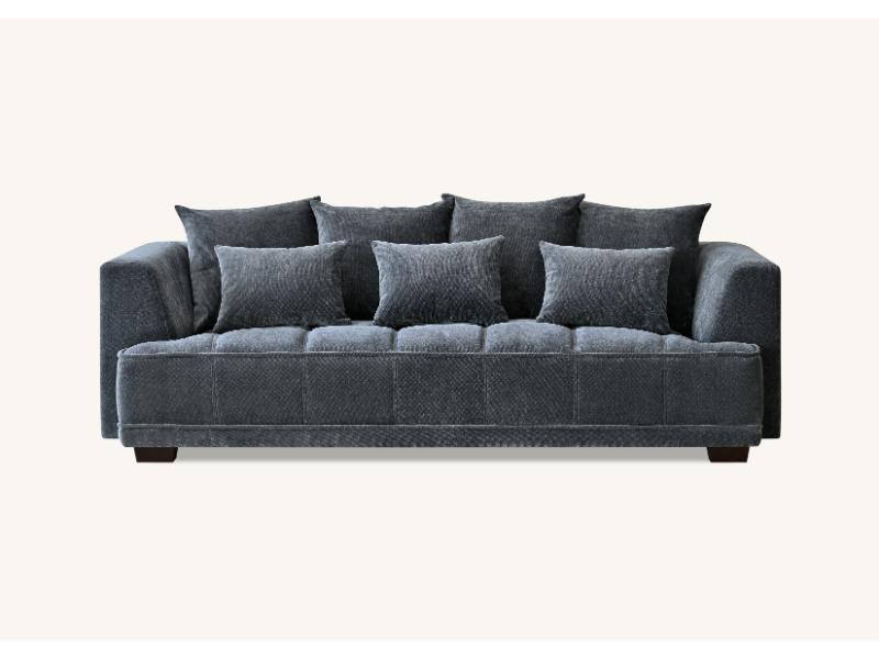 Gramercy Sofa In Steel Velvet 3 seater