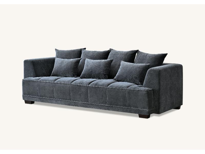 Gramercy Sofa In Steel Velvet 3 seater