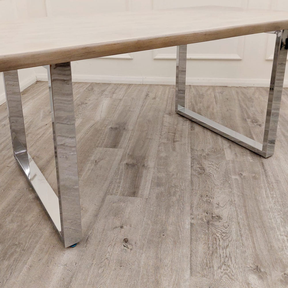 Freya 1.8m Dining Table Solid Light Pine wood with Metal Legs