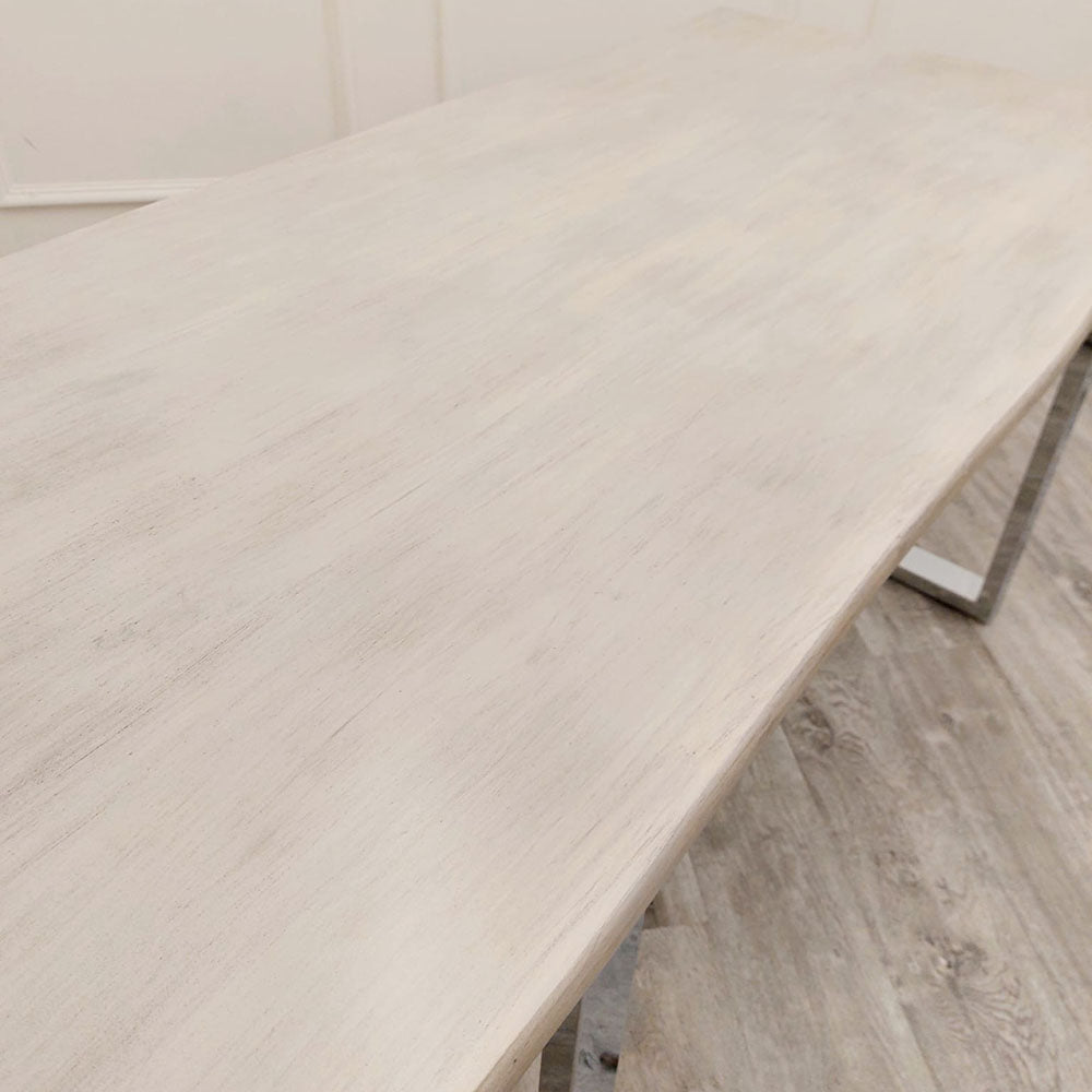 Freya 1.8m Dining Table Solid Light Pine wood with Metal Legs