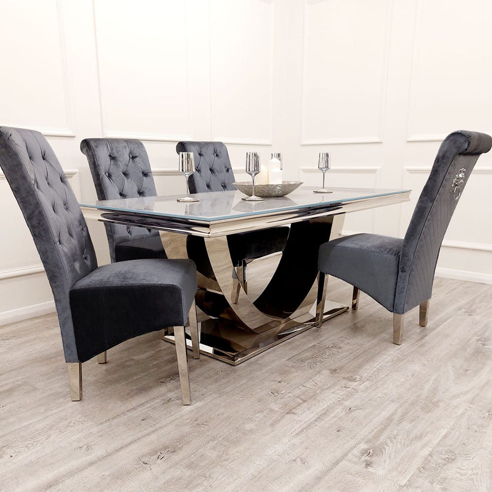 Louis Chrome 1.8m Dinning Table Set