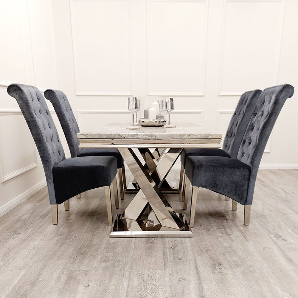 Louis Chrome 1.8m Dinning Table Set