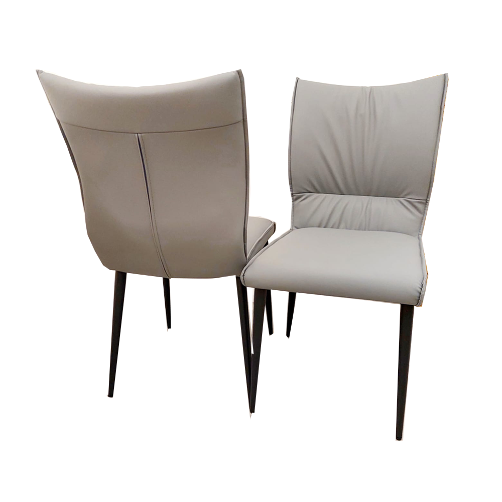 Flora Leather Dining Chair – Ruched Back & Black Scandinavian Legs