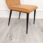 Flora Leather Dining Chair – Ruched Back & Black Scandinavian Legs