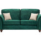 Genoa Handmade Sofas In Milano Emerald Green Fabric With Turned Wooden Legs