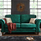 Genoa Handmade Sofas In Milano Emerald Green Fabric With Turned Wooden Legs