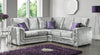 Genuine Crush Velvet Diamond Studs Shimmer Silver Fabric L Shape Corner Sofas