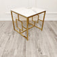 Geo Gold Lamp Table with Polar White Sintered Top