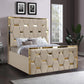 Golden stripes pyramid bed frame