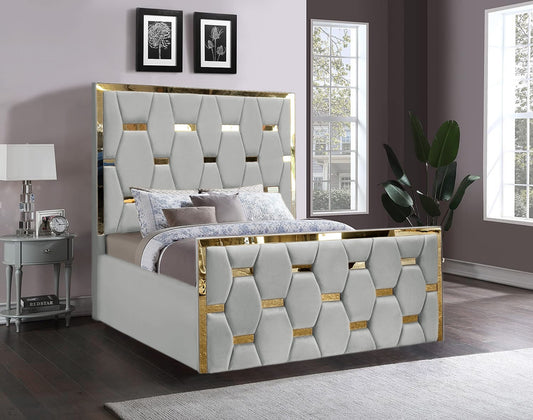 Golden stripes pyramid bed frame