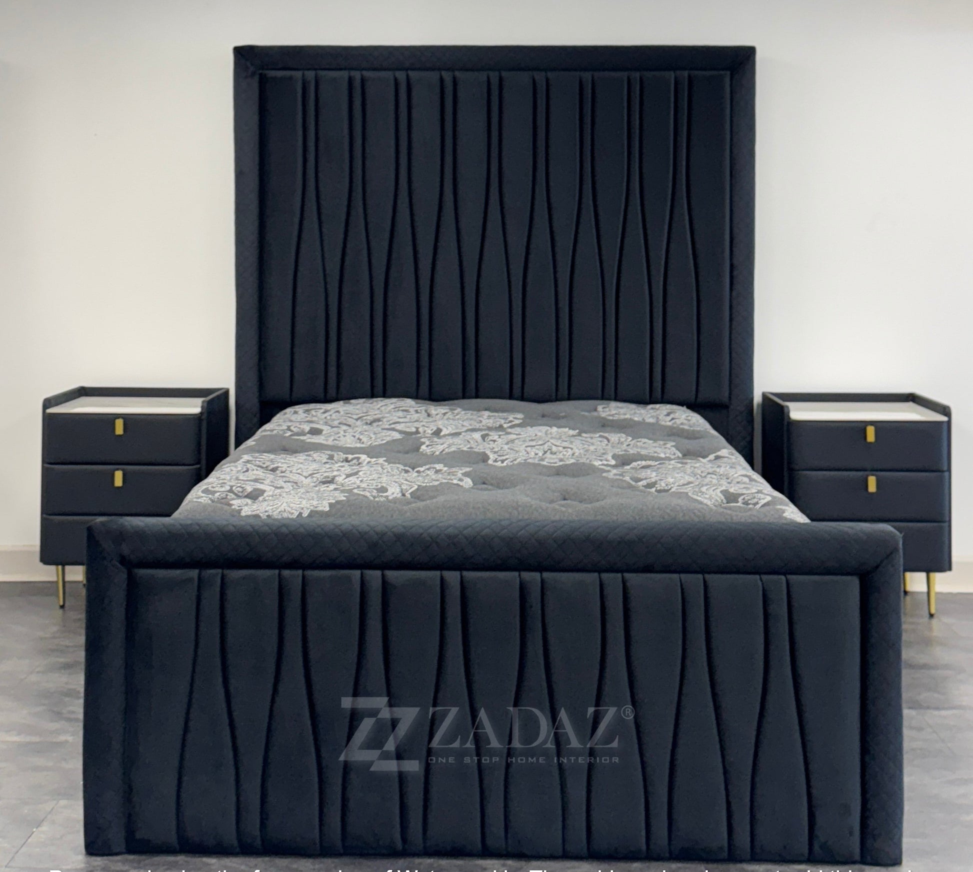 Midnight Wave Velvet Bed