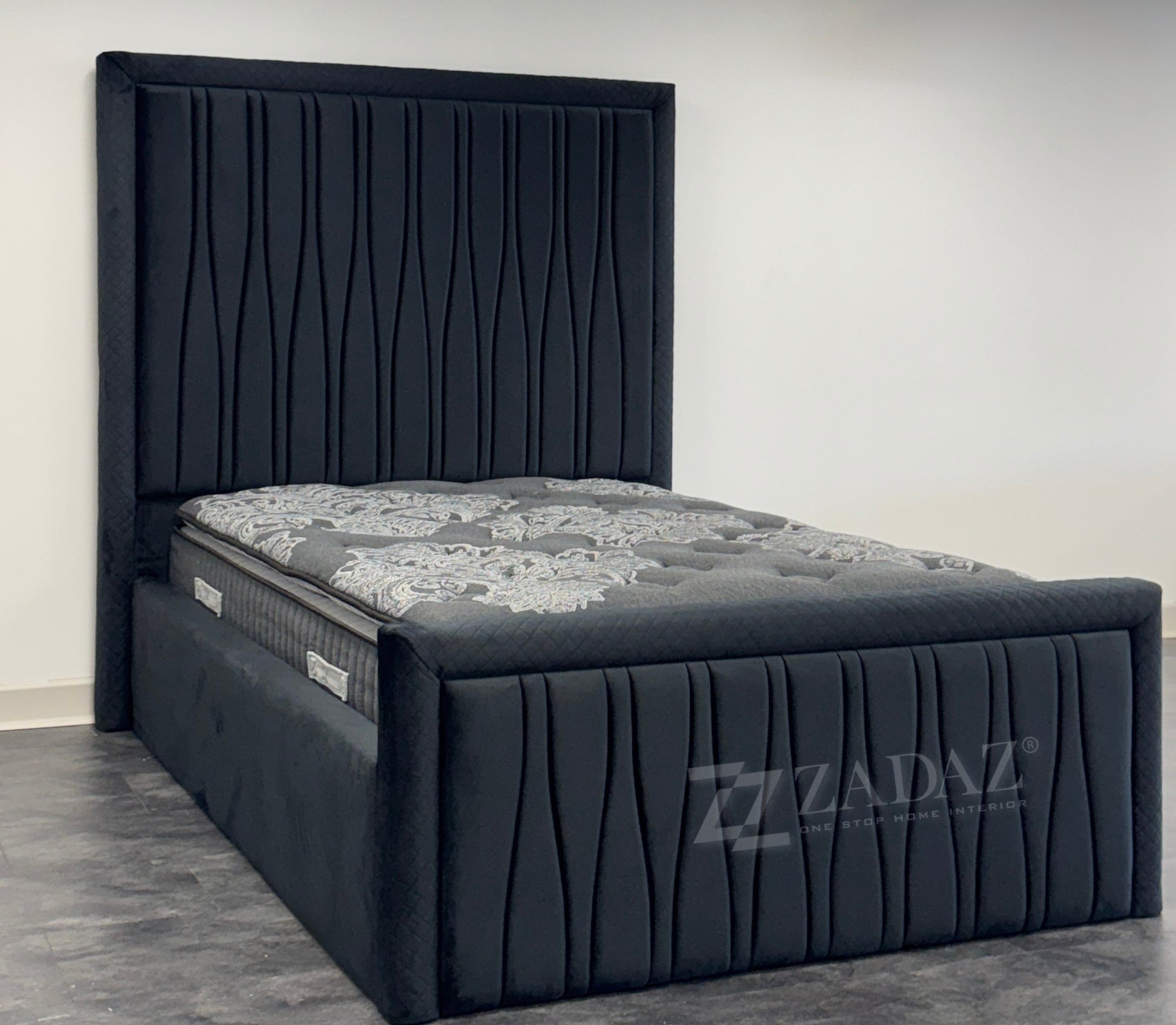 Midnight Wave Velvet Bed