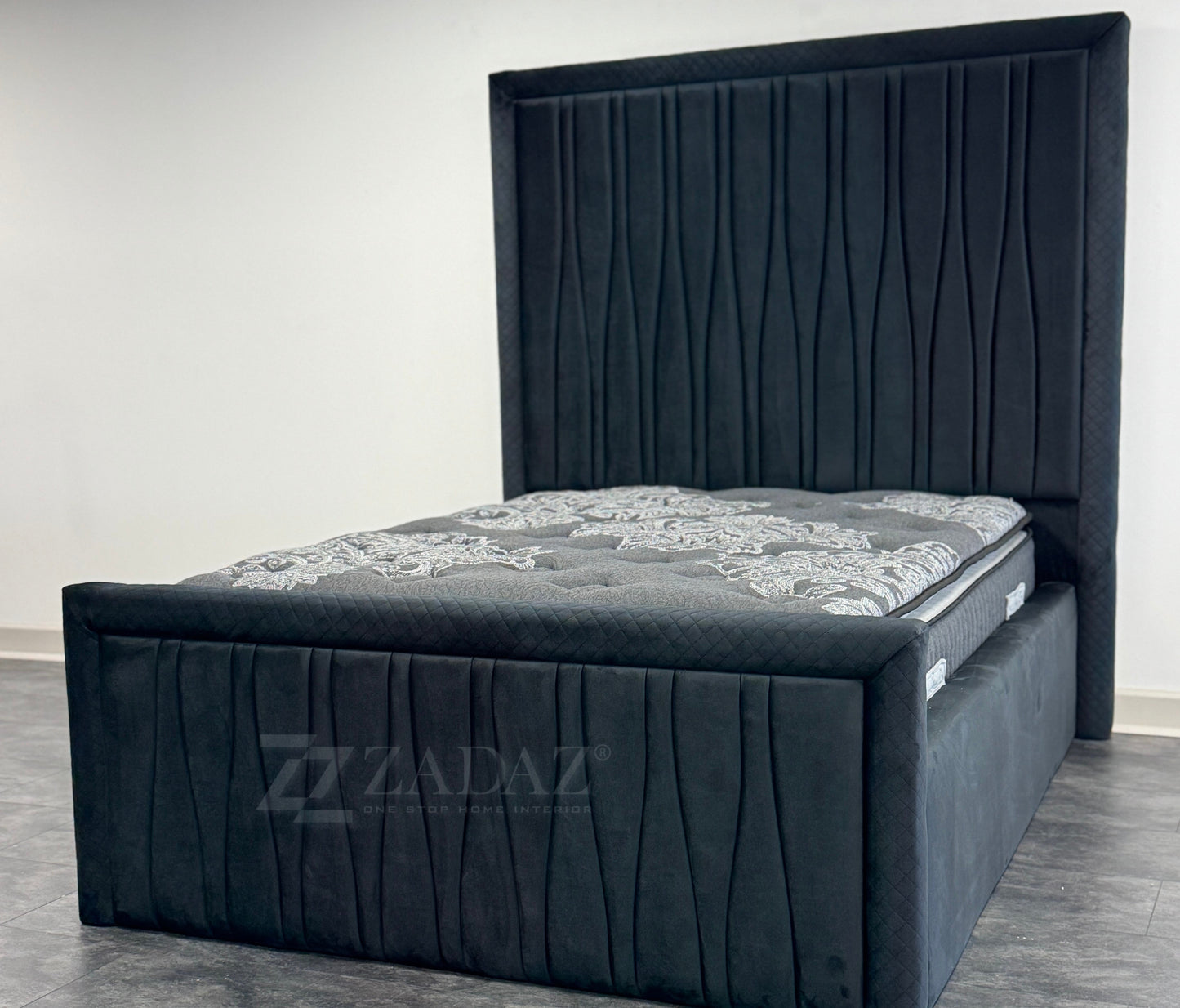 Midnight Wave Velvet Bed