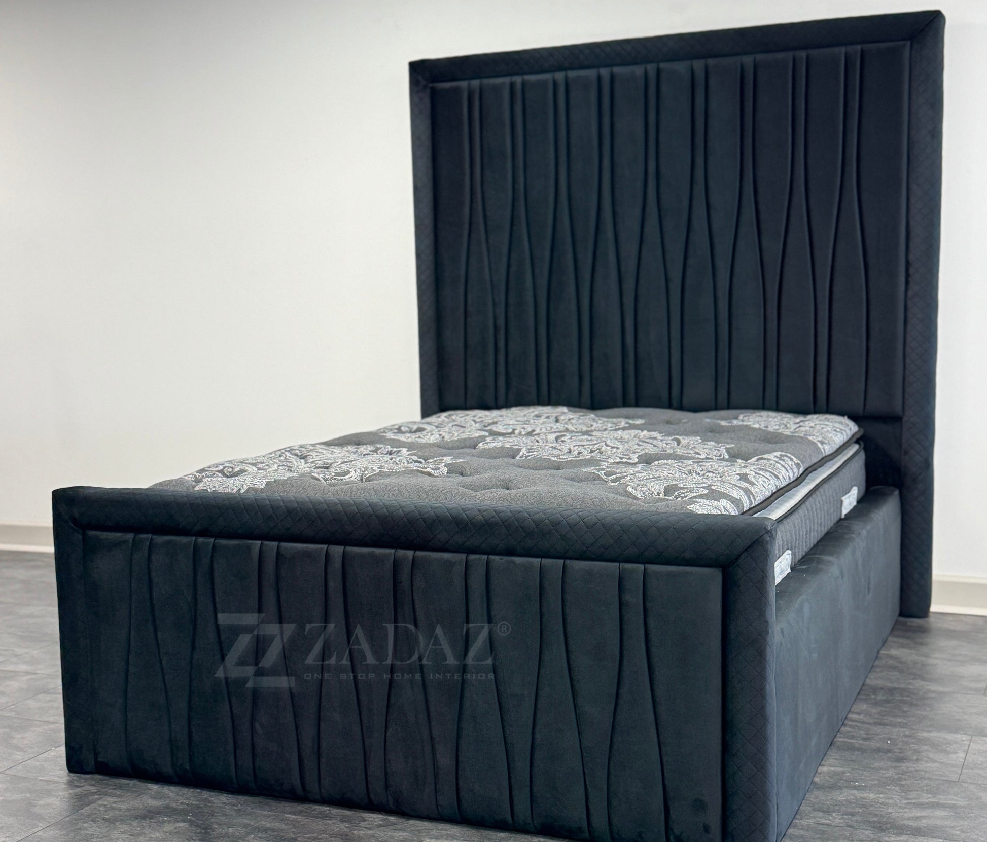 Midnight Wave Velvet Bed
