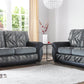 Mandy Handmade Quality Motif Fabric And Black Leather Sofas
