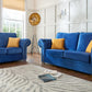Manhattan Blue Fabric Sofas Chesterfield Style Arms With Chrome Feet