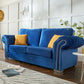 Manhattan Blue Fabric Sofas Chesterfield Style Arms With Chrome Feet