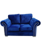 Manhattan Blue Fabric Sofas Chesterfield Style Arms With Chrome Feet