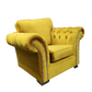 Manhattan Blue Fabric Sofas Chesterfield Style Arms With Chrome Feet