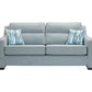 Milan Modern Elegance Sofas Garda Petrol Blue Fabric With Cushions