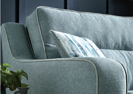 Milan Modern Elegance Sofas Garda Petrol Blue Fabric With Cushions