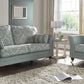 Nebraska Bespoke Grey Fabric Studded With Chrome Feet Sofa For Elderly