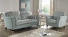 Nebraska Bespoke Grey Fabric Studded With Chrome Feet Sofa For Elderly