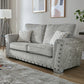Nebraska Bespoke Grey Fabric Studded With Chrome Feet Sofa For Elderly