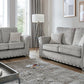 Nebraska Bespoke Grey Fabric Studded With Chrome Feet Sofa For Elderly