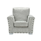 Nebraska Bespoke Grey Fabric Studded With Chrome Feet Sofa For Elderly
