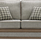 Camden Bespoke Grey Fabric & Leather Piping Modern Design Sofa Suitable For Old People