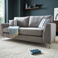 Parma Handmade Plush Monaco Grey Real Fabric Sofa With Steel Legs