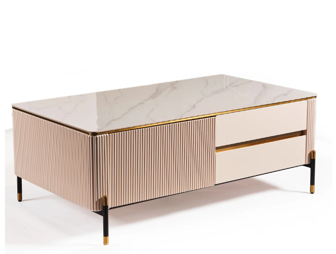 Bella Ribbed Furniture - White & Gold